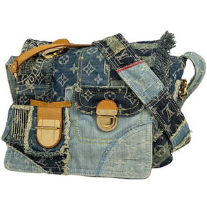 Louis Vuitton Posty Patchwork Handbag Messenger Bag Shoulder Monogram Denim